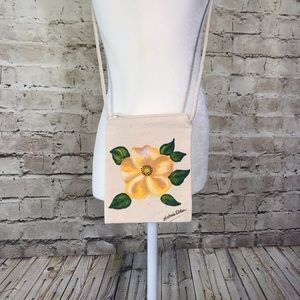 Small Canvas Purse with Painted Yellow Rose
